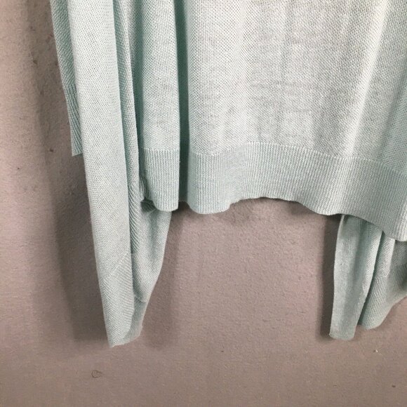 Theory Sweater Womens Large Blue Cardigan Open Front Waterfall Linen Lagenlook - Picture 14 of 15